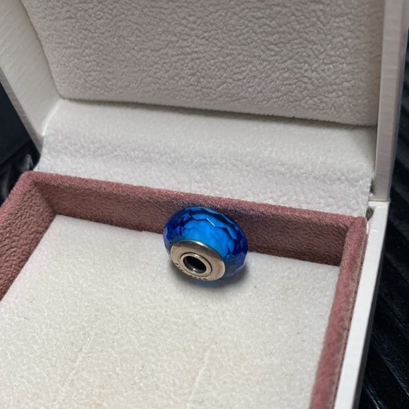 Pandora Sterling Silver Azure Faceted Murano Glass Charm - Picture 9 of 10